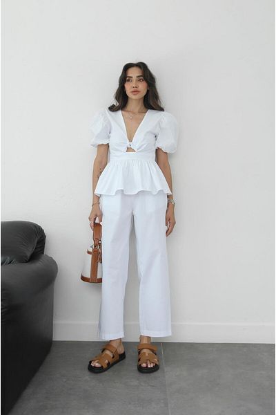 Havoş Λεπτομερές κοστούμι White Hodge Lacing