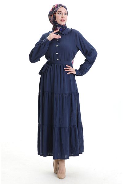 sefamerve Φόρεμα με μισό κουμπί 2042-04 Navy Blue