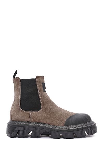 Derimod Men's Mink Thick Soled Suede Leather Chelsea Boots 24Wfd 650410