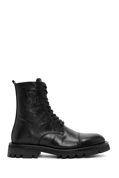 Derimod Men's Casual Black Leather Boots - Zippered 24Wfd 720718