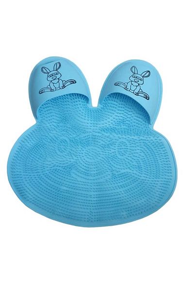 ABYZ Covoraș de duș din silicon, formă de iepuraș, masaj pentru picioare, curățare, 45x45 cm, culoare turcoaz ®™