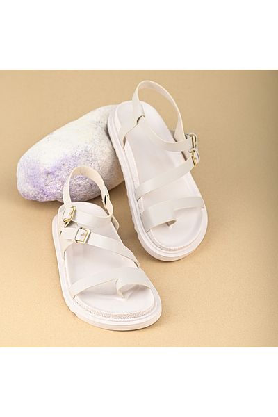 NOOSY Ecru Women's Sandals with Ankle Strap