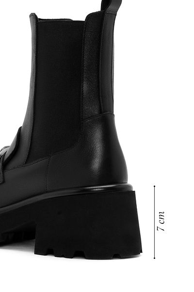 Derimod Women's Black Chain Detailed Leather Chelsea Boots 24Wfd 201918