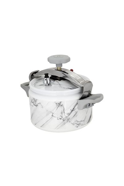 ALSAIF Aluminum Granite Pressure Cooker Size: 7 Liter, Color: Marble White