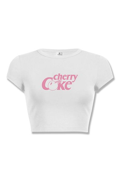 Trendiz Crop Cherry Coke pentru femei alb