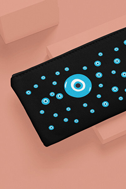 qoeuyl boutique Чанта за грим с щампа от мъниста за уроки, платнена, калъф за моливи, портфейл