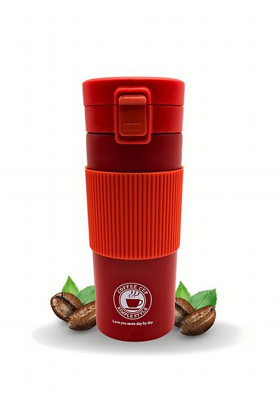 Biki Stainless Steel Cup 500ml – Coffee/Tea Mug, Insulated, Leakproof with Straw & Lid
