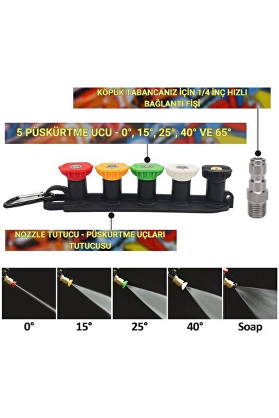 coofbe K Serisi İle Uyumlu 5 Nozzle Set Basınçlı Araç Yıkama Tabancası Seti Basınçlı Yıkama