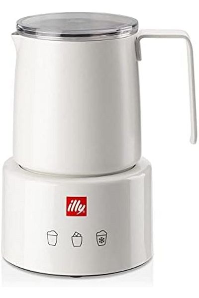 illy Electric Milk Frother by Piero Lissoni for Hot & Cold Milk Foam & Hot Chocolate - White