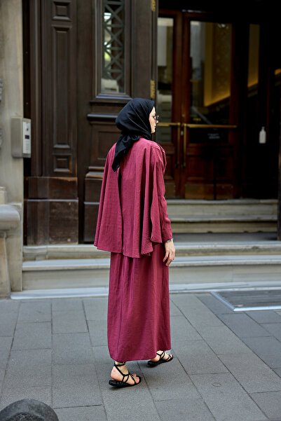 LOCCO Women's Cape Dress Burgundy