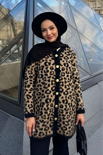 MOD10 Cardigan din tricotaj leopard