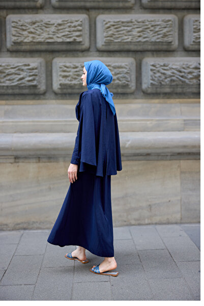 LOCCO Women's Cape Dress Navy Blue