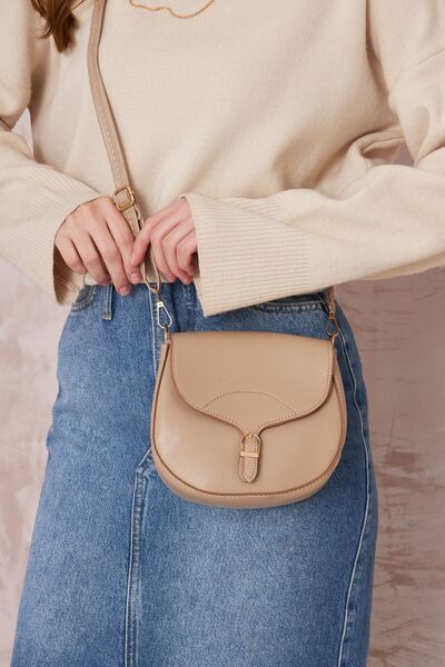 Duman Beige Color Adjustable Strap Snap Closure Cross Shoulder Bag