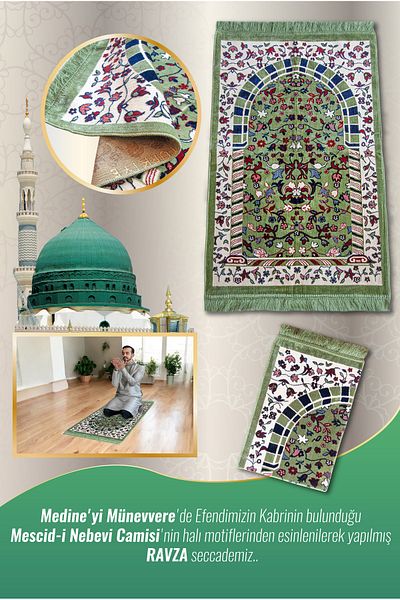 ihvanonline 10 Velvet Ravza Patterned Prayer Rug