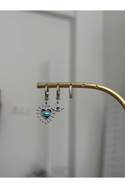 XUPING JEWELRY 18K 3’lü zirkon taşlı çelik küpe paslanmaz kararmaz