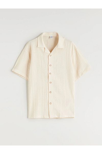LC Waikiki Lcw Kids Ecru Short Sleeve Boy's Shirt