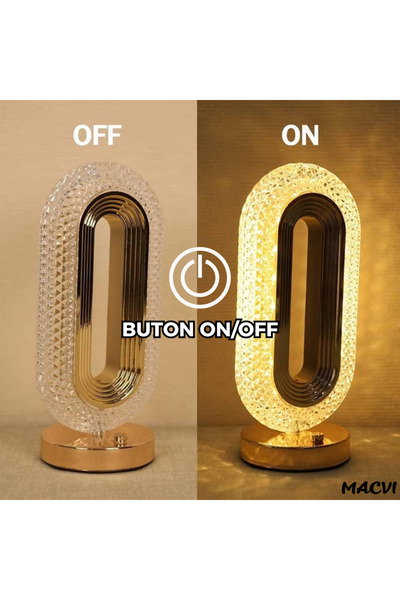 MACVI Lampa de masa Macvi® tip cristal eleganta, 3 culori, control touch, USB, acrilic modern