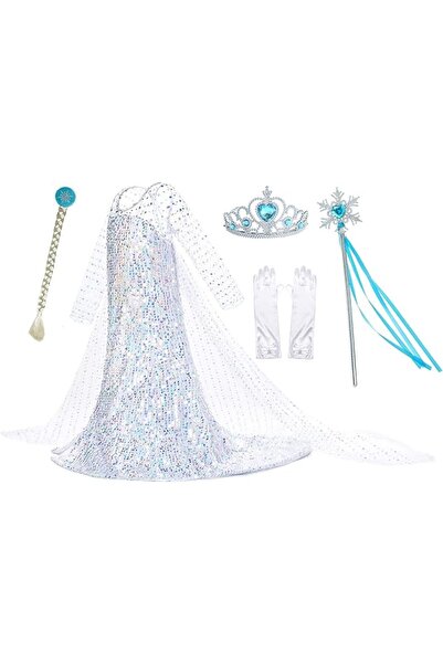 EvrikaUnity Rochie Elsa Frozen 2 Stralucitoare pentru Copii, Set cu accesorii...