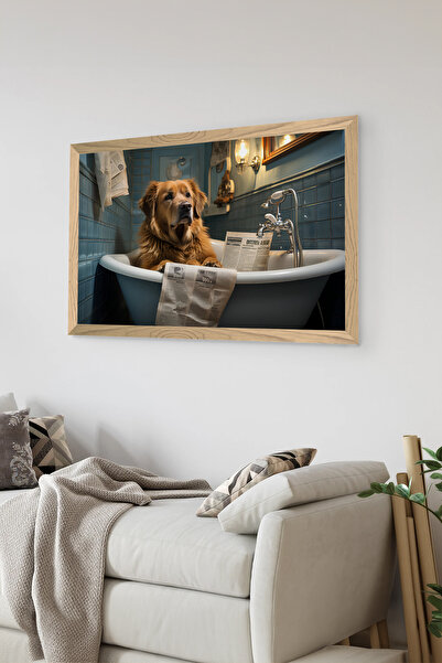 Artavessa Tek Parça Ahşap Çerçeve Görünümlü Köpek Baskılı MDF 48x33 cm Tablo ...