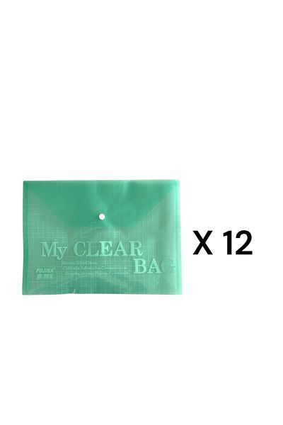 Fujika A4 Snap File Transparent Colored 12 Pieces