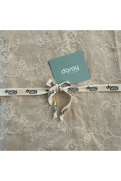 Doray Kumaş Keten Kumaş / Brode Çiçek İşlemeli Nakışlı Kumaş / 2030