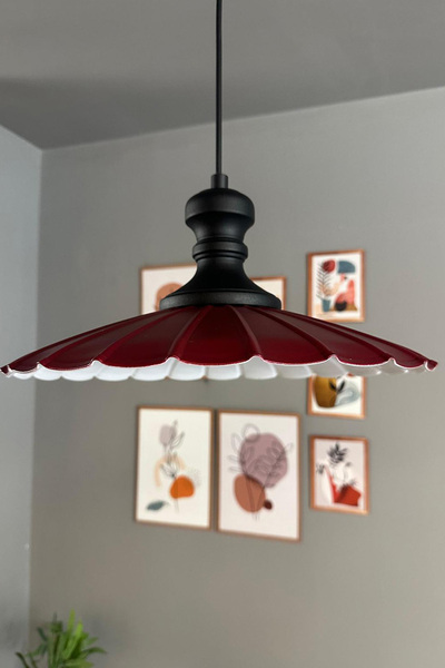 Bamyum Risso Vişne Çürüğü Metal Büyük Avize Siyah Tokmak Başlık Tekli Rustik Cafe Modern Sarkıt Aydınlatma