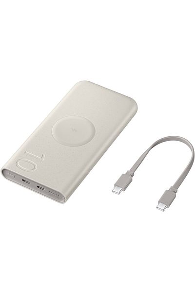 Samsung External battery Super Fast Charge (25 W) Wireless Battery Pack 10000 mAh, Dual USB Type-C, Beige