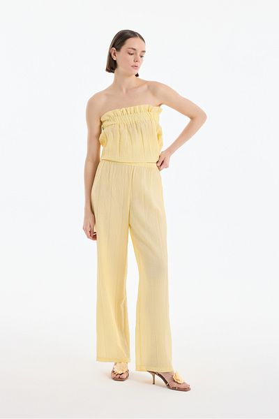 Quzu Eye Pool Fabric Leg Pants (Yellow)