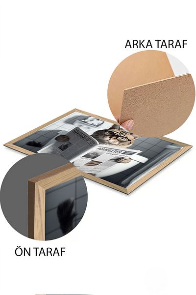 Artavessa Pictură dintr-o singură bucată din lemn cu aspect de pisică imprimată MDF 20x30 cm - Model 25