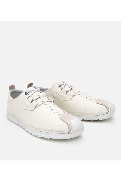 Hotiç Men's Leather Cream Comfort Flat Shoes