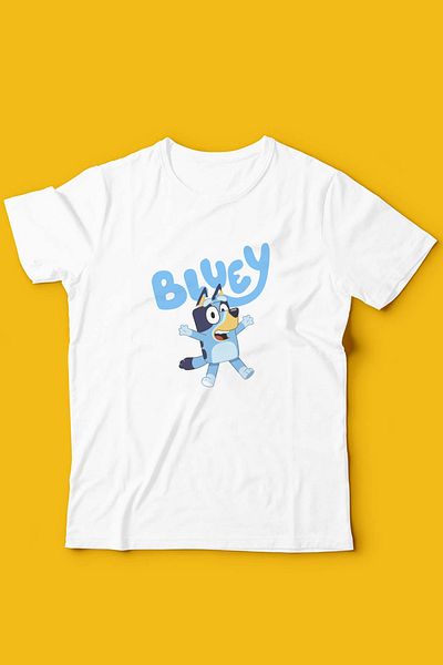 Store تيشيرت للأطفال باللونين الأبيض والأسود مطبوع بنمط Bluey