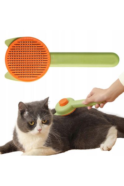 zola Cat hair cleaning brush, with quick cleaning button, green/orange