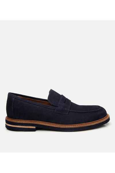 Hotiç Men's Suede Leather Navy Blue Light Sole Loafer