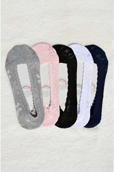 Welsoft 4 чифта дантелени чорапи с флорален мотив, неплъзгащи се, силиконови,...