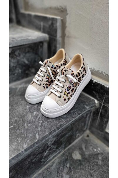 ÖYKÜMMM Kız çocuk leopar desenli spor sneaker