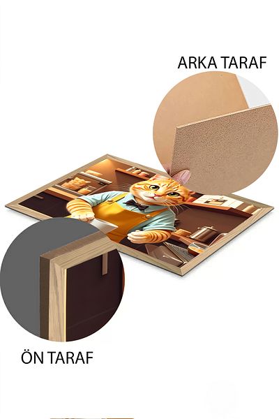Artavessa Pictură dintr-o singură bucată din lemn cu aspect de pisică imprimată MDF 20x30 cm - Model 15