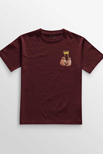 Kretas Unisex maroon T-shirt bokserska majica The Boxing Box Sport Gym Tyson ...