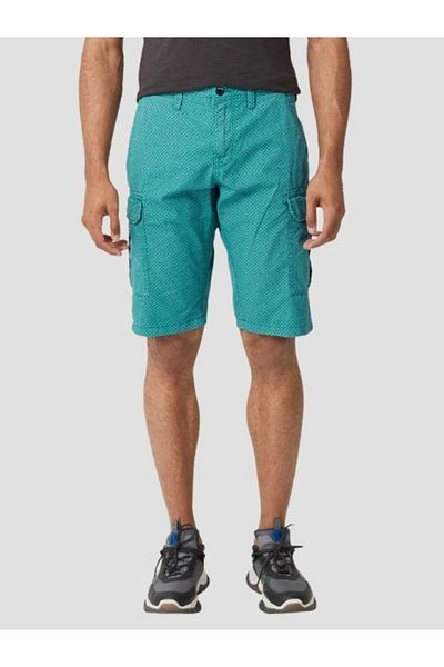 s.Oliver Men's File mid-rise shorts with leaf print, Turquoise