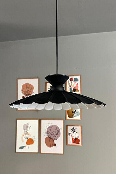 Bamyum Risso Metal Büyük Avize Siyah Tabak Başlık Tekli Rustik Cafe Mutfak Modern Sarkıt Aydınlatma