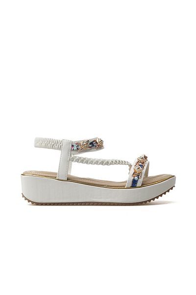 Guja Women's Stone Detailed Daily Sandals Shoes 25Y 25Y121-4 Z White