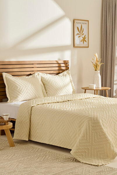 Kaşmir Home Essence Çift Kişilik Yatak Örtüsü Takımı Ekru