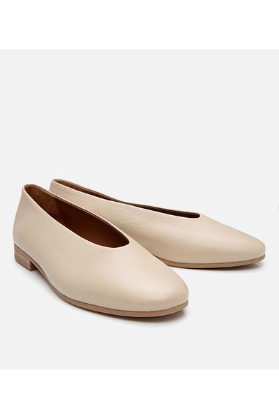 Hotiç Women's Leather Beige Ballerinas