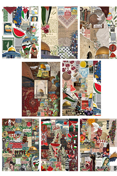 MirayDesign FİLİSTİN TEMALI 8'Lİ YAPIŞKANLI SCRAPBOOK SETİ