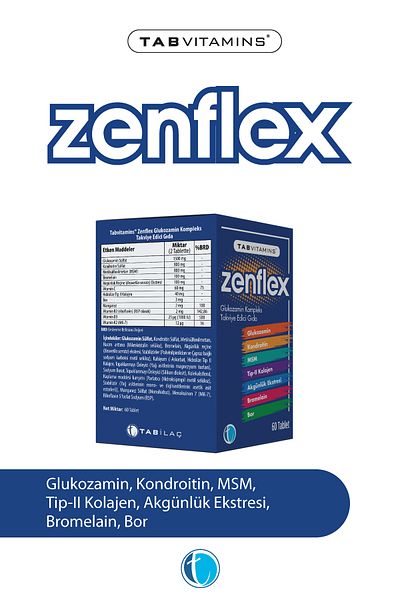 Tabvitamins Zenflex 60 Tablets Glucosamine Chondroitin Msm Type Ii Collagen