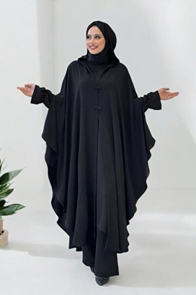 Bym Fashion Tunic, Trousers and Abaya Triple Set 8663 Black