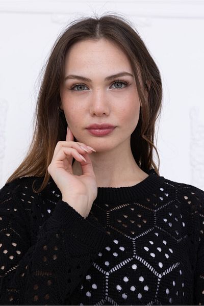 Ugdelia Women's Openwork Perforated Seasonal Honeycomb Patterned Summer Blouse Women's Knitwear Sweater B001