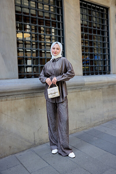 LOCCO Жіночий комплект з м'ятої тканини, коричневий