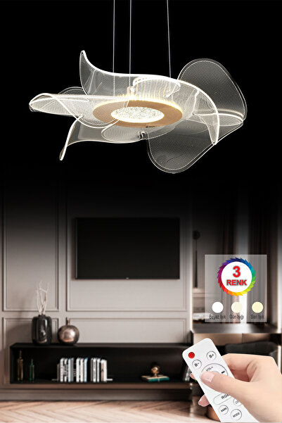 İstanbul Avize İstanbul Avize Nergis Lüx Led Gold Kumandalı 3 Renk Modern Ledli Avize