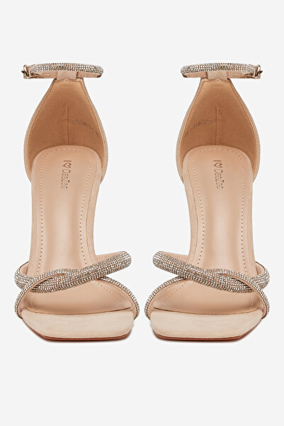 DeeZee Women's High Heel Sandals Low Beige Stiletto 38