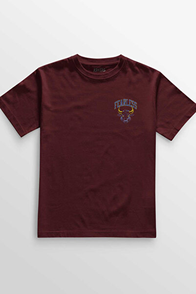 Kretas Unisex bordo crvena T-shirt Fearless Bull Bull 1907 žuta Fearless teks...
